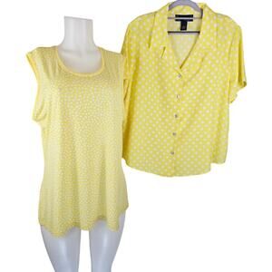 Susan Graver Yellow Polka Dots Tank/Blouse Business Casual Women's XL
